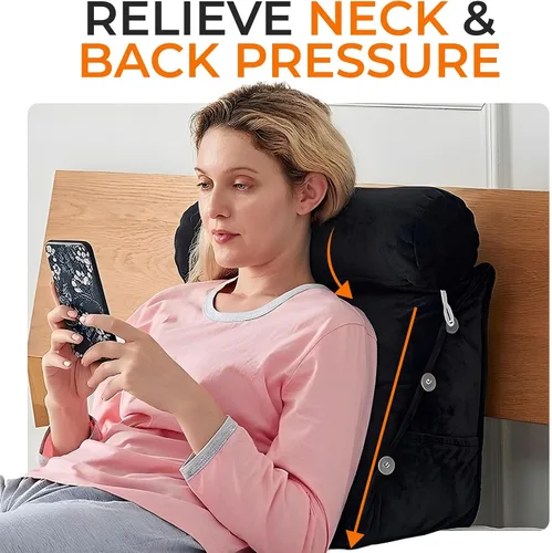 Miniatura 2 de Cheer Collection Almohada de cuña de lectura, almohada de lectura de cuña ajustable con soporte para el cuello, almohada de respaldo rellena