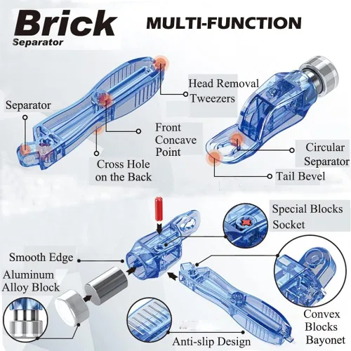 Miniatura 4 de Kit de herramientas de bloques de construcción, incluyendo separador de ladrillos, selector de bloques, martillo multiusos 3 en 1 juegos de color al