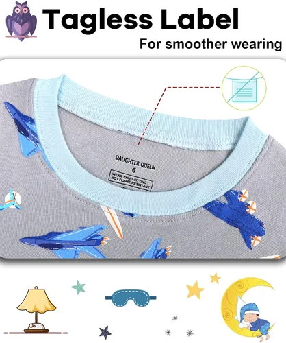 Miniatura 2 de DAUGHTER QUEEN Pijama para niños de 4 piezas 100 algodón ropa de dormir de 18 meses a 12 años
