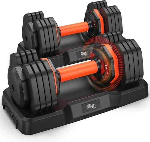 Miniatura 8 de FLYBIRD - Juego de mancuernas ajustables de 2 piezas, juego de mancuernas de 110LB/50LB para ejercicio y fitness en el gimnasio en casa, cambio Par