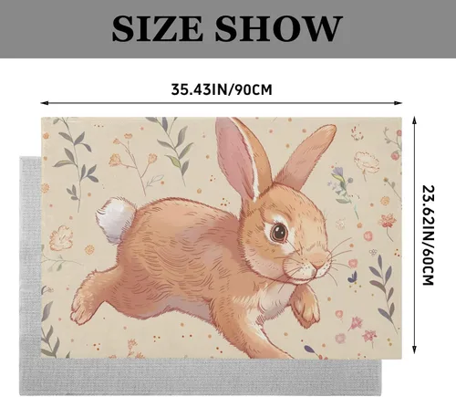 Miniatura 3 de Alfombra de área de 23.62 x 35.43 pulgadas, lavable antideslizante, tapete de baño para entrada, cocina, baño, un conejito corriendo con un