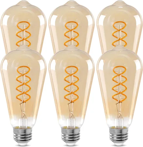 Miniatura 8 de ST64 Bombillas LED E26 Vintage Edison, vidrio ámbar claro, regulable, 4 W (equivalente a 40 W) 300 lúmenes, 2500 K blanco cálido, diseño de ámbar
