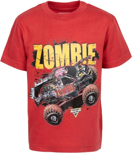 Miniatura 4 de Monster Jam El Toro Loco Zombie Maximum Destruction - Paquete de 4 camisetas gráficas para niños pequeños a grandes, Carbón, azul marino