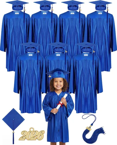 Miniatura 8 de Xuhal Juego de 8 gorros y batas de graduación preescolar para jardín de infantes, gorro de graduación para niños con borla de graduación 2026