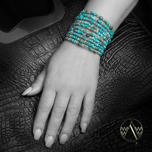 Miniatura 2 de Pulsera ajustable con certificado Navajo de color turquesa natural 12732-14, fabricada por Loma Siiva
