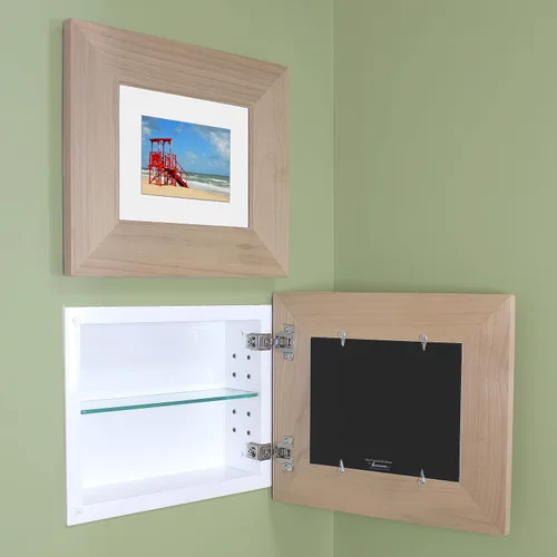 Miniatura 23 de Marco de fotos oculto de 11 x 14 pulgadas, botiquín sin espejo para baño, empotrado en la pared, fabricado en América del Norte, madera real, sin