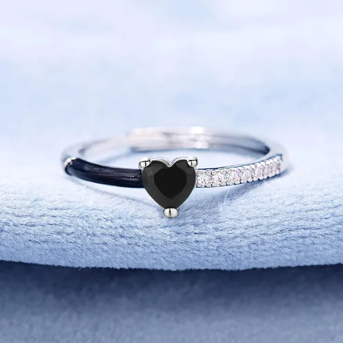 Miniatura 3 de Harlermoon Anillos de corazón para mujer, anillos de promesa esmaltados para madre e hija, mejores amigos, joyería ajustable, regalos de cumpleaños