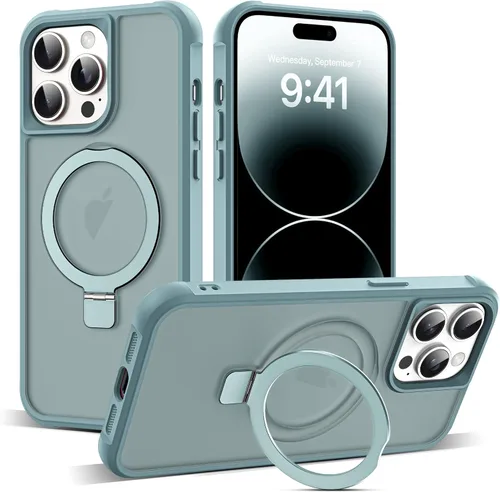 Miniatura 121 de SKYLMW – Funda compatible con iPhone 12 Pro Max y iPhone 13 Pro Max con soporte magnético invisible tipo anillo, fundas translúcidas para teléfonos