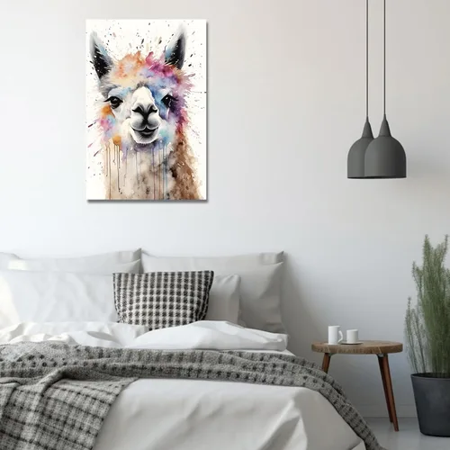 Miniatura 5 de LZIMU Lienzo de alpaca en acuarela, divertido póster de alpaca, impresiones de lindos animales, obras de arte coloridas para guardería, decoración