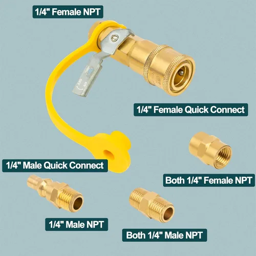 Miniatura 2 de GASPRO Kit de accesorios de conexión rápida de propano de 1/4 pulgadas, conexiones de gas LP para una fácil integración de sistemas de propano de RV