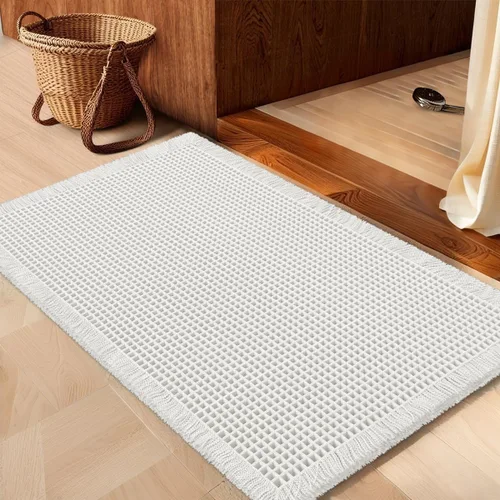 Miniatura 57 de IM HOME Tapete de baño de punto gofre, color caqui, de 24 x 17 pulgadas, tejido bohemio, moderno, absorbente, antideslizante, suave, lavable