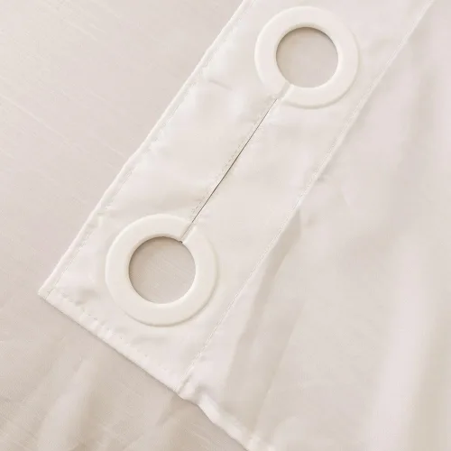 Miniatura 6 de Cortina de ducha dividida blanca para bancos de transferencia de baño, tela de poliéster, paño opaco, sin ganchos, 71 x 71 pulgadas