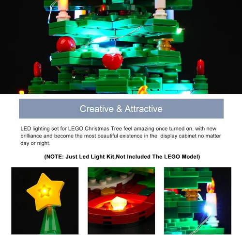 Miniatura 3 de BrickBling Luz LED compatible con Lego 40573 Kit de construcción de árbol de Navidad, luces de decoración de Navidad, kit de iluminación versión