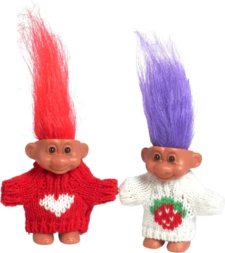 Miniatura 14 de 2 PIEZAS Muñecos Retro Lucky Troll con Suéteres Tejidos a Mano - Coloridos, Adorables, Ideales para Colecciones, Proyectos Escolares, Manualidades
