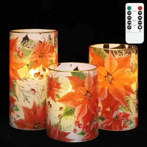 Miniatura 7 de Velas de árbol de Navidad LED sin llama con control remoto y función de temporizador, velas de cera real operadas con pilas para decoración