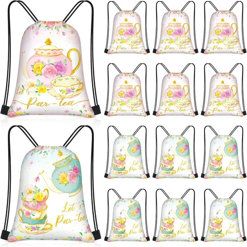 Miniatura 13 de Censen 24 piezas de bolsas con cordón, conjunto a granel, 12 x 10 pulgadas, bolsas de regalo con temática de princesa y príncipe, bolsas de regalo