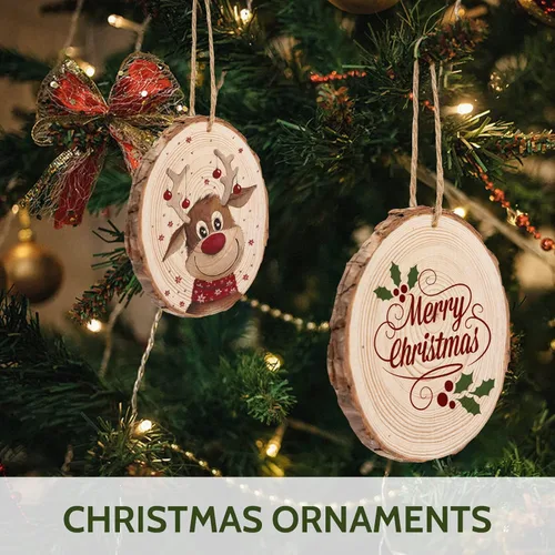 Miniatura 3 de Falling in Art Juego de rodajas de madera natural de 2.3-3.1 pulgadas para manualidades - 25 discos redondos de madera con agujero preperforado