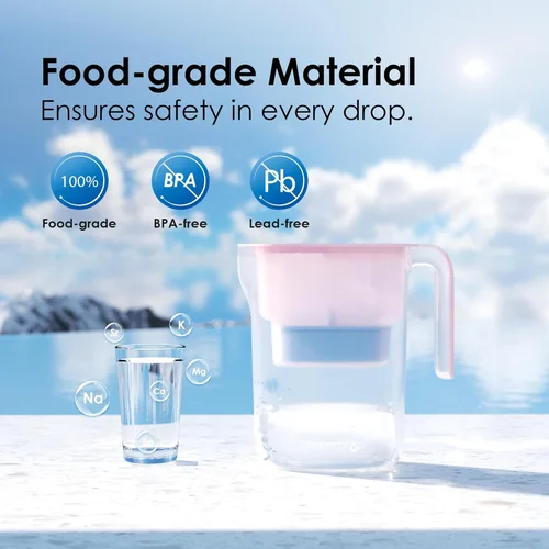 Miniatura 8 de Jarra de filtro de agua alcalina Waterdrop con 1 filtro, agua mineralizada alcalina saludable, limpia y libre de toxinas (100 galones), hasta pH