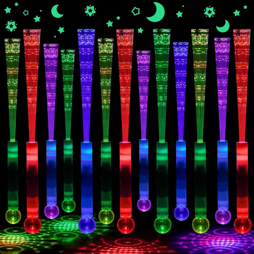 Miniatura 7 de Liliful Varitas de fibra óptica con luz LED, 8 varitas de Halloween que brillan en la oscuridad, suministros de fiesta intermitentes a granel
