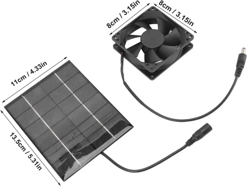 Miniatura 6 de Kit de ventilador de panel solar, mini ventilador de escape con energía solar, herramienta de disipación de calor para invernadero, gallineros