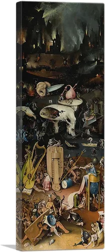 ARTCANVAS Hieronymus Bosch - Lienzo decorativo de The Garden of Earthly Delights 1515, póster enmarcado estirado, decoración de pared giclée, 36 x