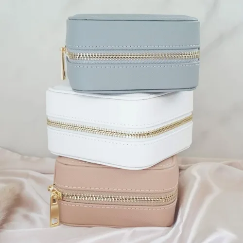 Miniatura 7 de Caja organizadora de joyas de viaje, joyero de viaje, pequeño joyero para mujer, estuche de viaje de joyería, caja organizadora de aretes con espejo