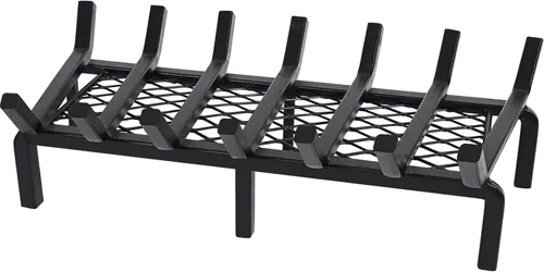 Miniatura 8 de Rejilla de chimenea de 20 pulgadas con retenedor de brasas, rejilla de troncos de chimenea de hierro fundido, soporte para troncos de chimenea