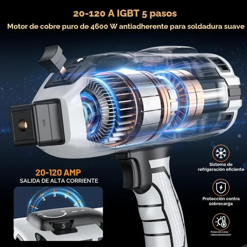Miniatura 2 de Máquina de soldadura portátil de mano – Soldador de mano inversor IGBT de 110 V, soldador de arco portátil de 20-120 A, arranque en caliente y Gris