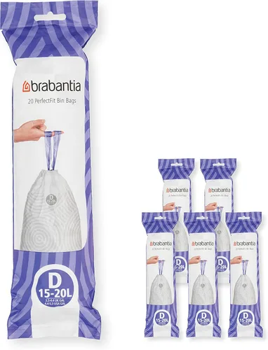 Miniatura 34 de Bolsas de basura Brabantia PerfectFit (Tamaño M/16 Gal) Bolsas gruesas de plástico para caneca de basura con asas de cordón (40 bolsas)