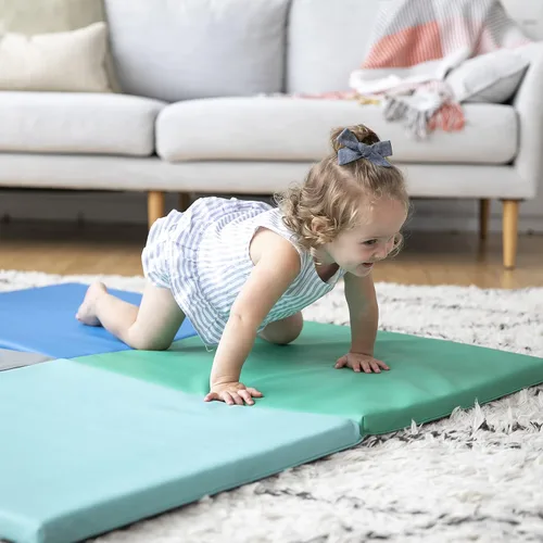 Miniatura 7 de ECR4Kids SoftZone Quad Fold-N-Go Activity Mat, Folding Playmat, Contemporary