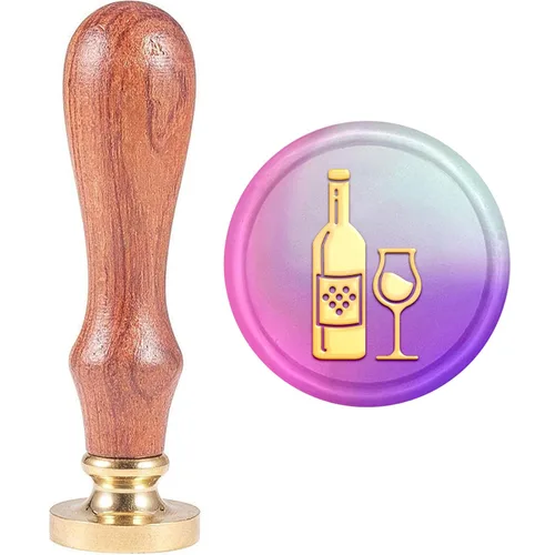 MAYJOYDIY Sello de cera de sellado de botellas de vino tinto, sello de cera de copa de 0.984 in, sello de cera de latón extraíble, decoración de