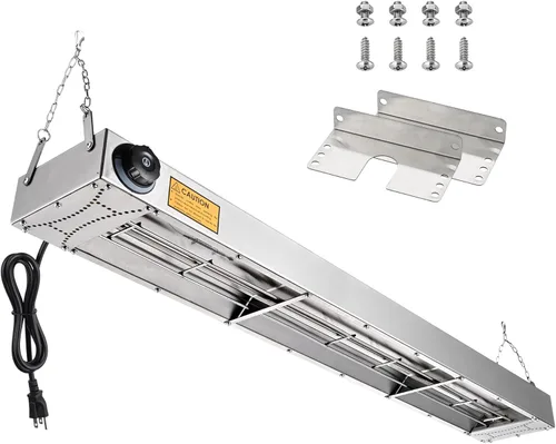 WeChef Calentador de comida comercial de 43 pulgadas, calentador eléctrico de tira de 1100 W, lámpara de calefacción de acero inoxidable para