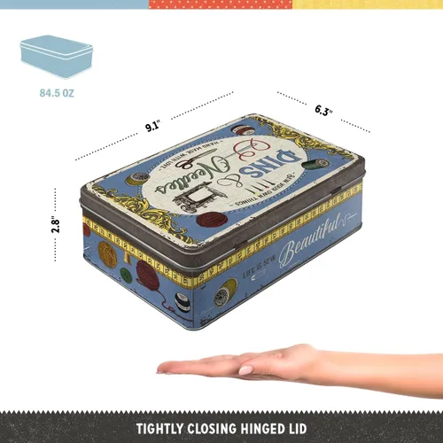 Miniatura 2 de Nostalgic-Art Caja de lata de almacenamiento retro plana, 84.5 onzas, caja de costura de pines y agujas, idea de regalo para tu hogar, lata de metal