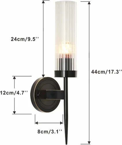 Miniatura 2 de BOKT Apliques de baño modernos de mediados de siglo, iluminación de pared, lámpara de pared vintage negra de tocador, lámpara de pared cilíndrica