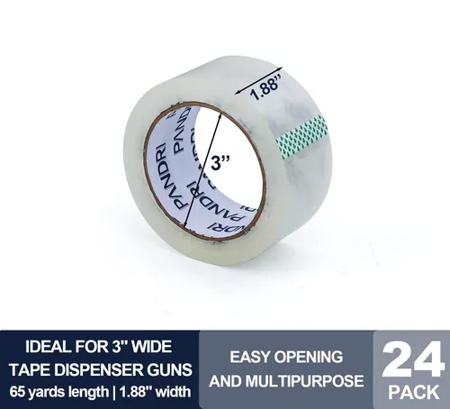 Miniatura 2 de PANDRI Cinta de embalaje transparente, 24 rollos de cinta de embalaje resistente para envío, embalaje, mudanza y sellado, 1.88 pulgadas de ancho, 65