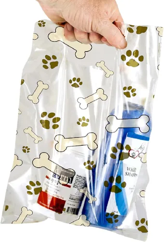Miniatura 10 de 100 bolsas con estampado temático de mascotas, estampado de perro/gato/hilo, MSP1002, bolsas de plástico transparente para dispersos, bolsa