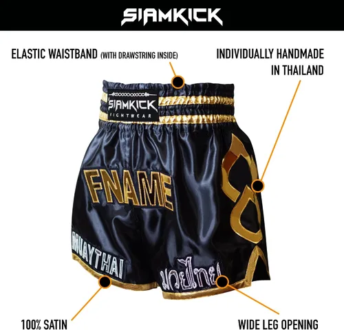Miniatura 5 de SIAMKICK Pantalones cortos de Muay Thai personalizados para hombres y mujeres, con nombre personalizado, boxeo, kickboxing, trajes de lucha retro