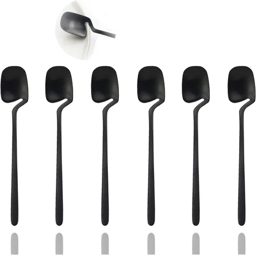 Miniatura 12 de JASHII Cuchara de mermelada de miel, mini cuchara de café de acero inoxidable, cucharadita, 6 piezas (plata mate)