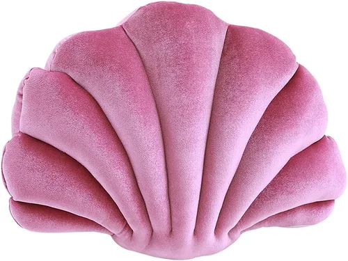 Patty Both Almohada decorativa de conchas marinas, almohada decorativa de terciopelo con forma de concha de mar, almohadas decorativas para cama,