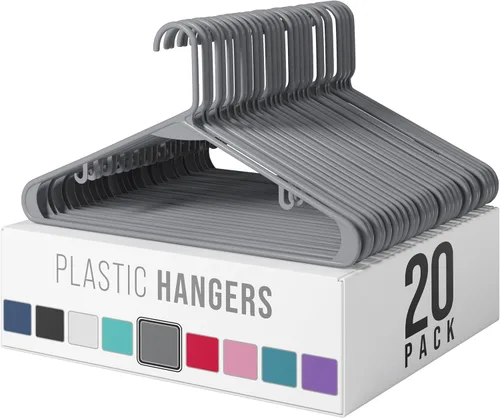 Miniatura 15 de Perchas de plástico para ropa, paquete de 20 unidades, ganchos de plástico color aguamarina, son perfectas para colgar abrigos y ahorrar espacio