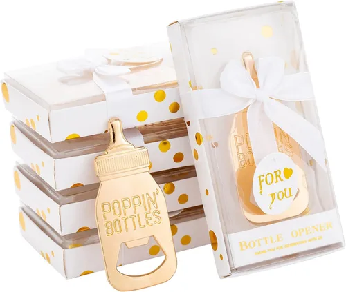 24 Piezas Abridores de Biberones Favores de Baby Shower, Regalos, Decoraciones, o Cajas de Regalo de Recuerdo para Invitados, Diseño Poppin para