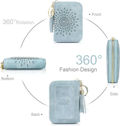 Miniatura 2 de APHISON RFID - Porta tarjeta de crédito con cremallera carteras pequeñas para mujer en cuero estilo girasol para mujer y niña caja de regalo 1927