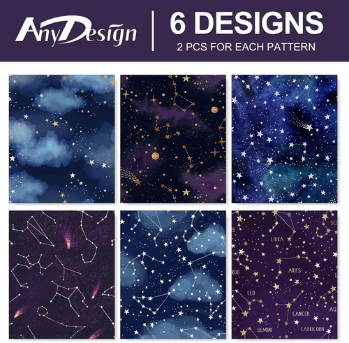 Miniatura 3 de 12 hojas de papel de regalo de galaxia, no enrollado, papel de regalo de constelación de cielo estrellado azul y morado, plegado plano