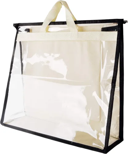 Vercord Bolso de PVC transparente sin polvo, a prueba de humedad, organizador de bolsa de almacenamiento con asa y cremallera, ahorra espacio para