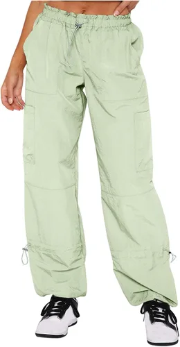 oelaio Pantalones deportivos tipo cargo para mujer con bolsillos, cintura alta, con cordón, pierna recta, pantalones suaves, holgados, Y2K