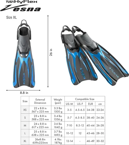 Miniatura 3 de Aletas de buceo Vesna con Bungee Azul cola de pez