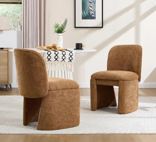 Miniatura 31 de Hyfirm Juego de 4 sillas de comedor tapizadas modernas, sillas de comedor laterales de chenilla, sillas de cocina sin brazos, sillas Parsons