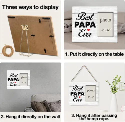 Miniatura 2 de Oqtumes Marco de fotos de regalo para papá, regalo para el abuelo de nietos, regalos para abuelo, marco rústico de madera con el mejor papá
