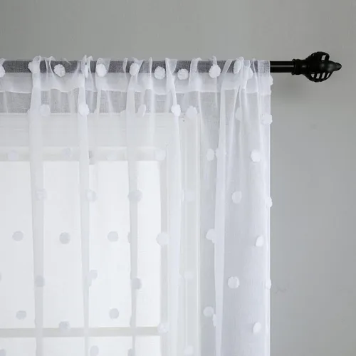 Miniatura 5 de KOUFALL Pom Pom Cortinas transparentes de puntos