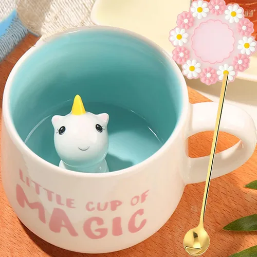 Miniatura 7 de Arawat Bonita taza de café de alpaca con interior de alpacas divertido estampado de alpaca, tazas de café de 11.8 fl oz con cuchara, tazas de té